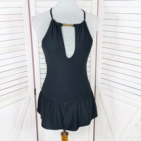 Kate Spade Crescent Bay High Neck Swim Dress Swimsuit Black Small - Picture 14 of 14